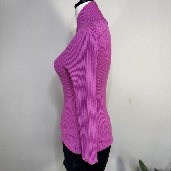 Vtg Cache Pink Ribbed Cutout Knit Long Sleeve Top Indie Glam Fairy Girlcore 90s - Picture 3 of 6